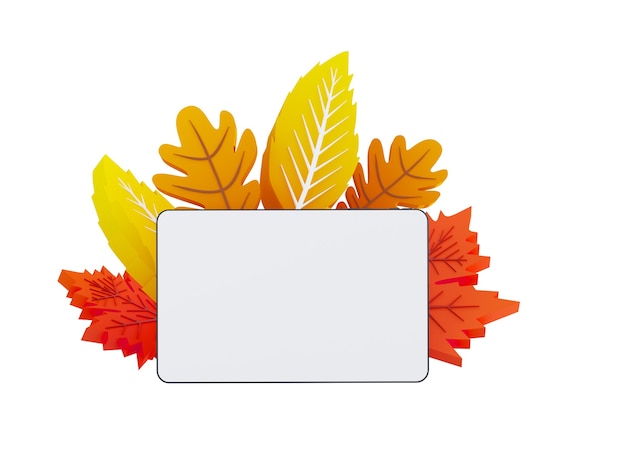 Composição das folhas de outono d ilustração outono retângulo banner no fundo com papel outono ...