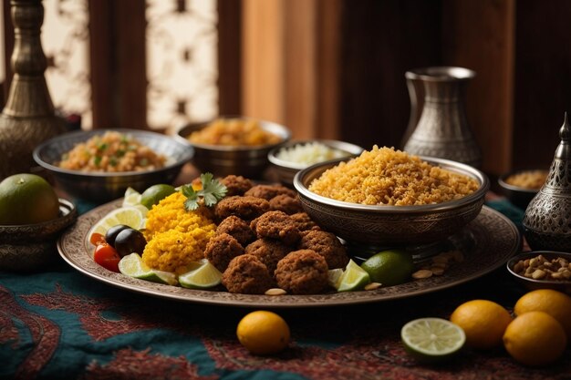 Composição de alimentos árabes para o Ramadã