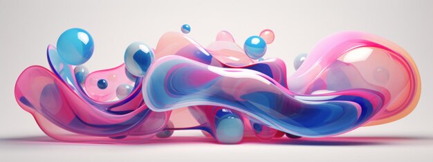 Composição de bolhas 3D colorida Esferas transparentes dinâmicas vibrantes fundo AI Generativo