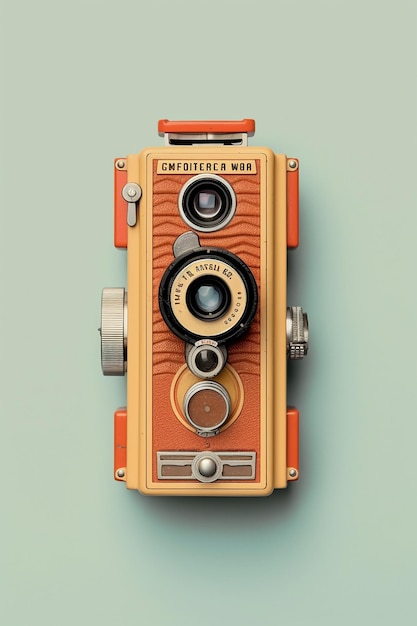 Composição de câmara vintage de alto ângulo