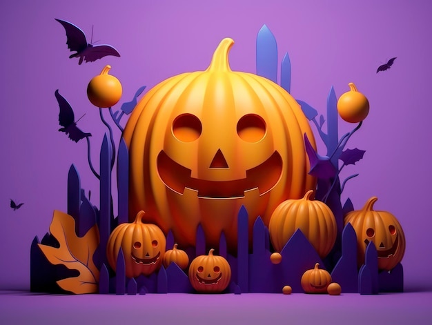 Composição de celebração de Halloween em estilo 3D