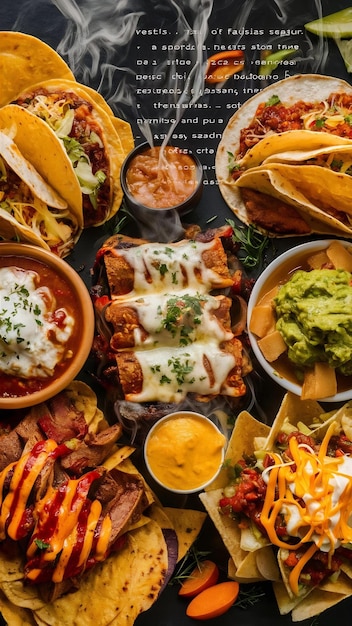 Composição de comida mexicana com espaço de cópia