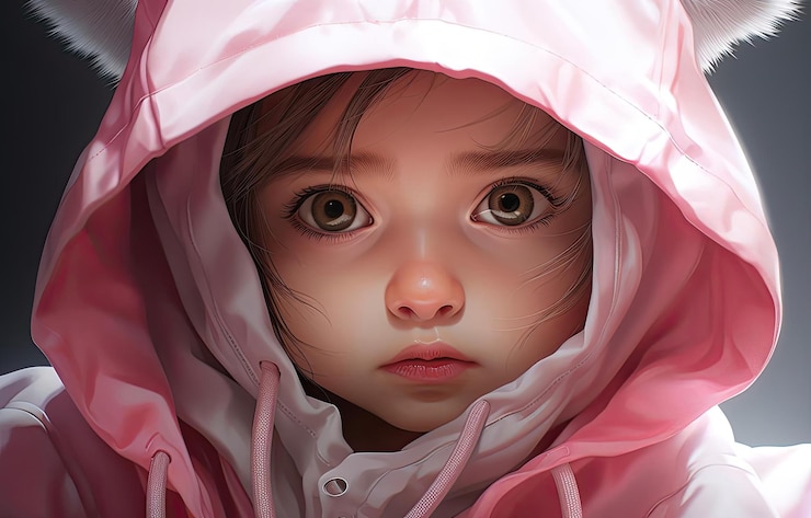 Foto composição de desenho animado de bebê ilustração digital agressiva proporções semelhantes a brinquedos