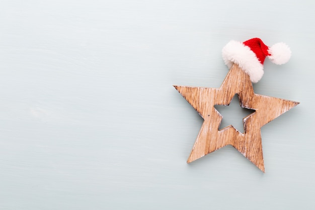 Foto composição de férias de natal em fundo de madeira