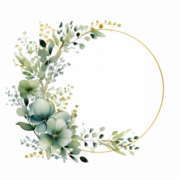 Composição de grinalda floral de casamento ilustração de arranjo de vegetação em aquarela buquê de flores