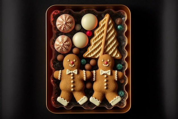 Composição de natal com arte digital de doces e pão de gengibre