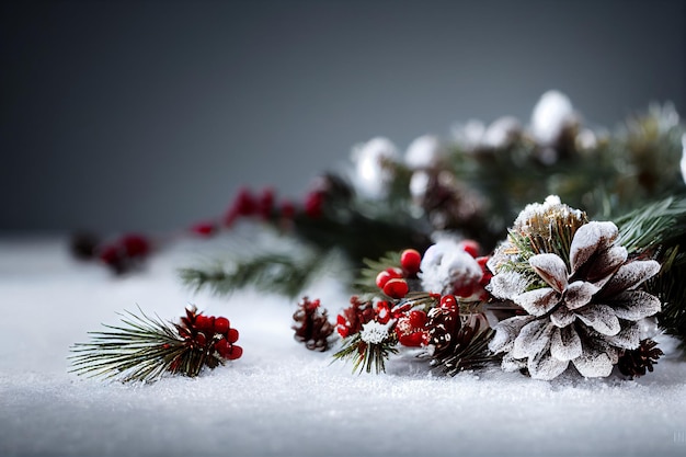 Composição de natal de inverno em casa em um fundo desfocado