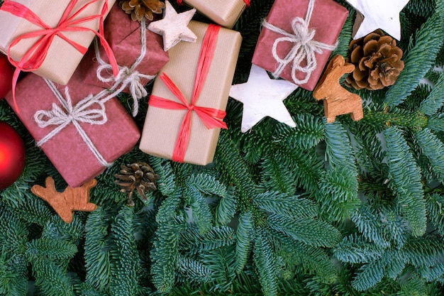 Composição de Natal Decorações de Natal Galhos de árvores de abeto