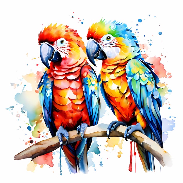 composição de papagaio aquarela