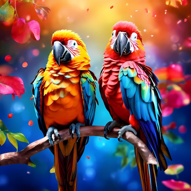 composição de papagaio aquarela