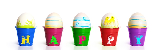 Composição de páscoa com ovos decoração festiva feliz páscoa