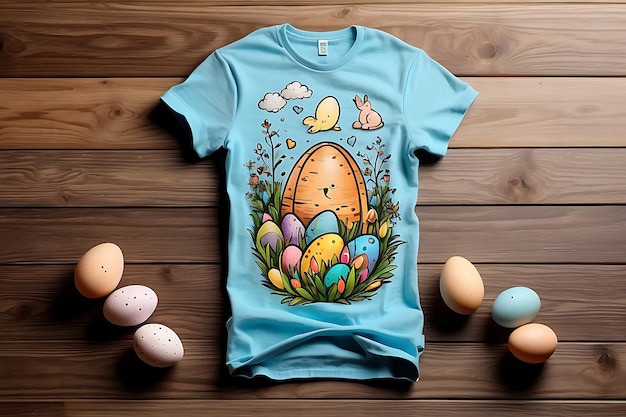 Composição de páscoa desenho de camiseta com ovos de páscoa