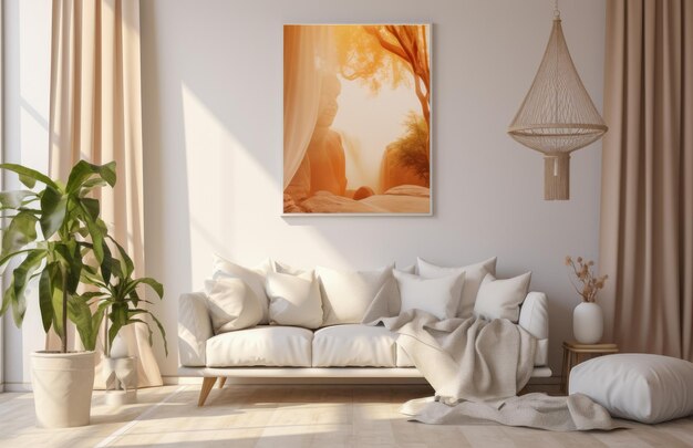 Composição de sala de estar de luxo com decoração minimalista