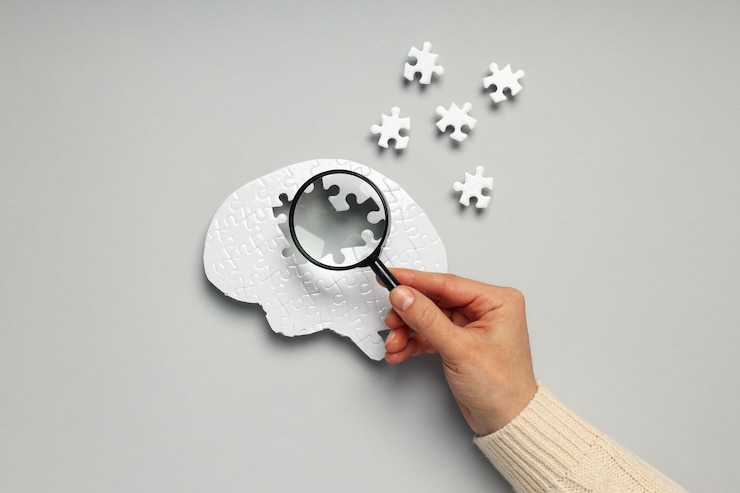 Foto composição de tdah de demência e doença de parkinson para tema de doença de cabeça