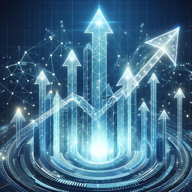 composição digital de setas e gráficos