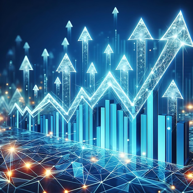 composição digital de setas e gráficos