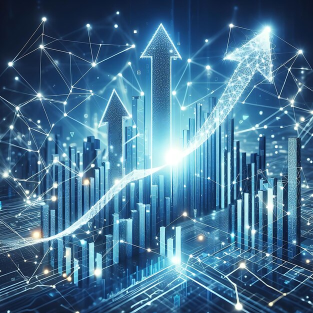 composição digital de setas e gráficos