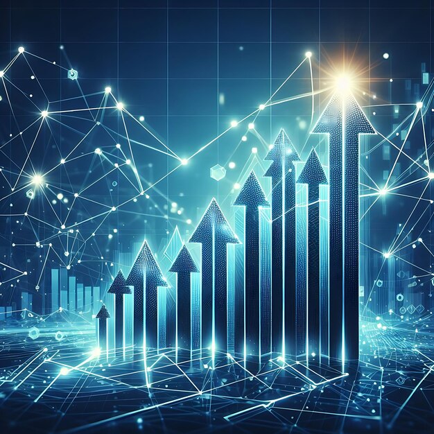 composição digital de setas e gráficos