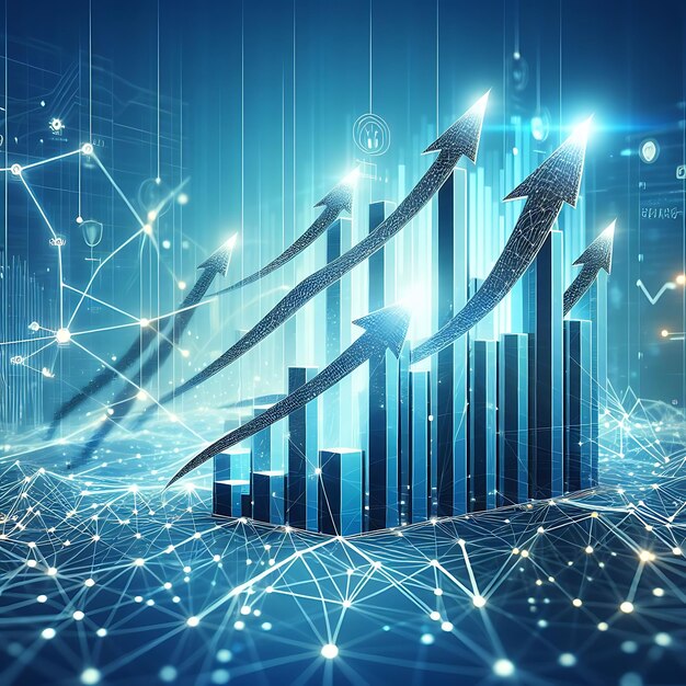 composição digital de setas e gráficos