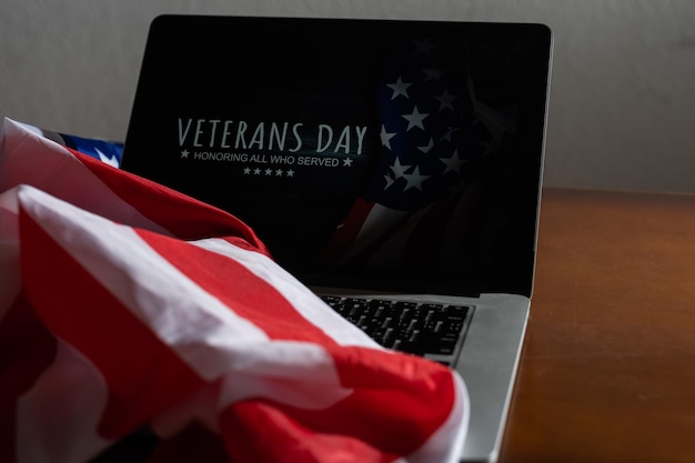 Foto composição digital do dia dos veteranos, bandeira eua