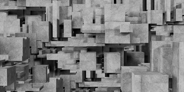 Composição do cubo Polígono Fundo arquitetônico abstrato Geometria abstrata da renderização 3D de concreto