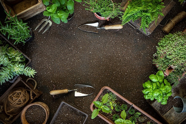 Composição do quadro de jardinagem