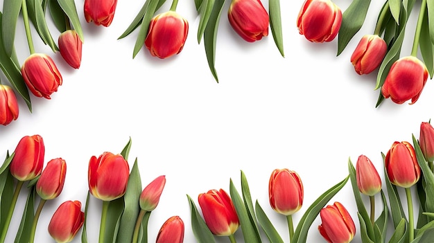 Composição elegante de moldura de tulipa floral