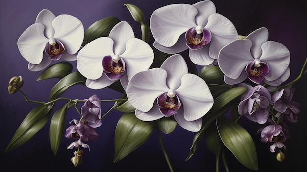 Composição elegante de orquídeas prateadas