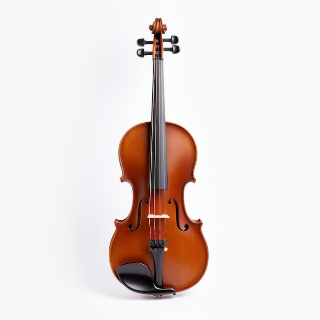 Composição elegante Velho violino de madeira castanho em fundo branco