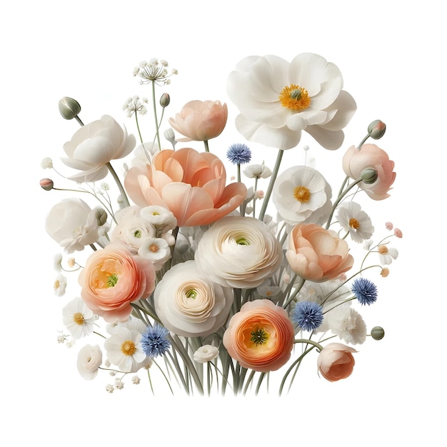 Composição floral padrão floral cores pastel ilustrador de aquarela isolado