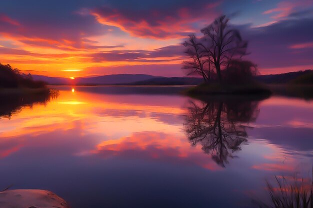 Foto composição fotográfica com paisagem natural e cores de lavandagenerada por ia