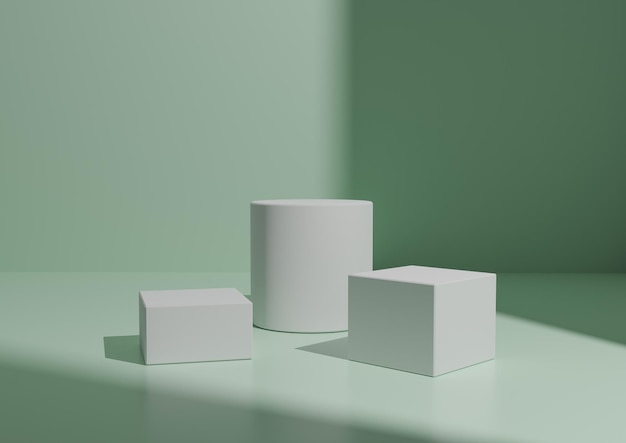 Composição Mínima Simples de Três Pódios para Exibição de Produto Fundo 3D Geométrico