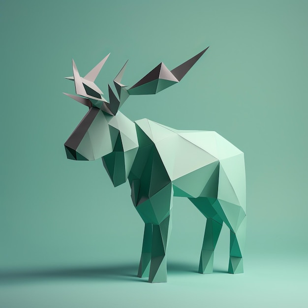 Composição minimalista de alce de origami