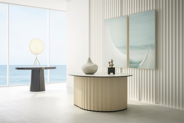 Composição minimalista de design de interiores de salas