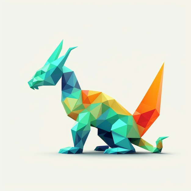 Composição minimalista de dragão de origami
