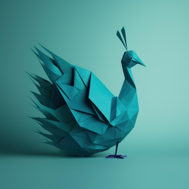 Composição minimalista de pavão de origami