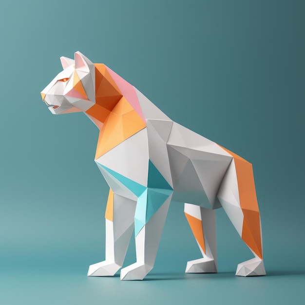 Composição minimalista de tigre de origami