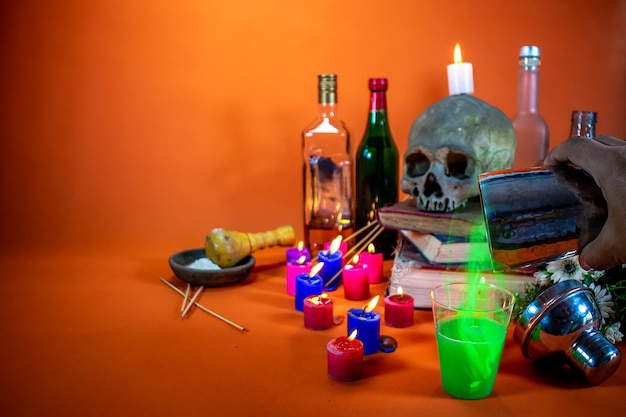 Composição para festa de halloween ou dia dos mortos. com espaço para inserir texto