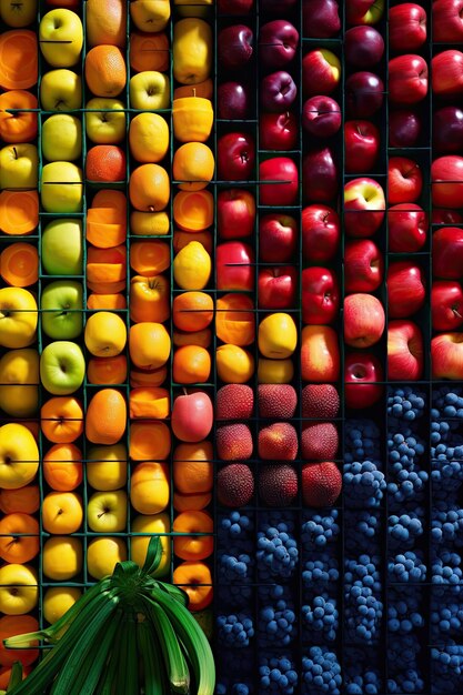 Foto composição plana criativa de várias frutas generative ai