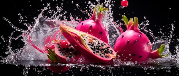 Foto composição realista de suco de fruto do dragão