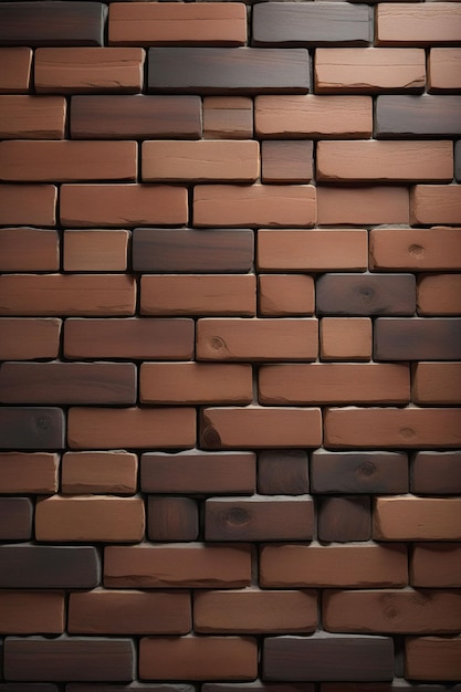 Foto composição vertical de paredes de tijolos de madeira escura