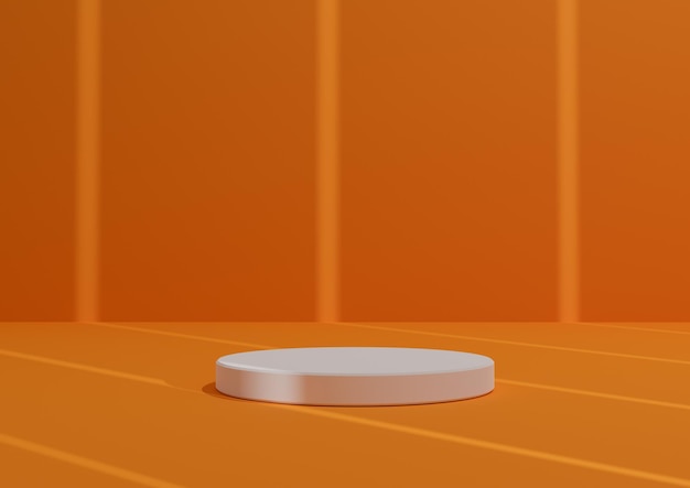 Composición 3D mínima simple con podio o soporte sobre fondo de sombra de rayas abstractas
