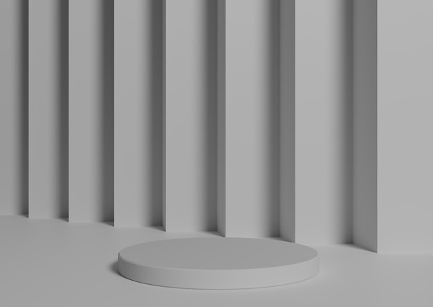 Composición 3D mínima simple con soporte de podio de cilindro sobre fondo abstracto para exhibición de productos