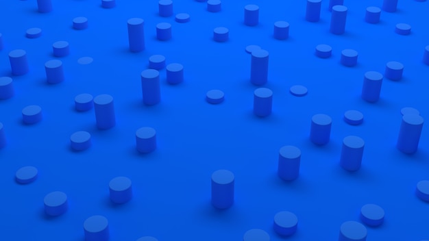 Composición abstracta con cilindros de tubos azules
