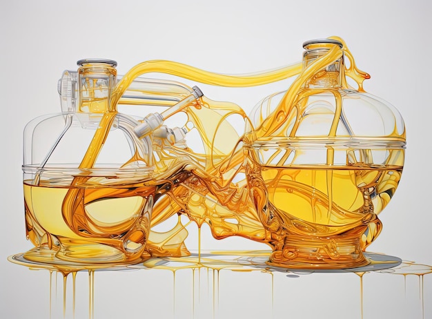 composición abstracta en forma de un líquido que fluye amarillo y blanco