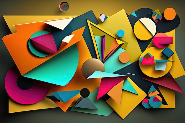 Composición abstracta de formas geométricas abstractas multicolores collage de arte moderno creado con gener
