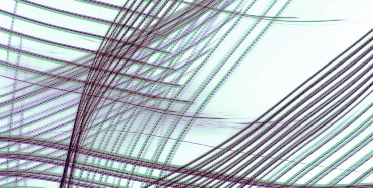 Foto composición abstracta de líneas e curvas que se cruzan con un efecto de gradiente