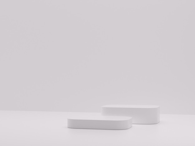 Composición abstracta de podio blanco para presentación de producto 3d render 3d ilustración