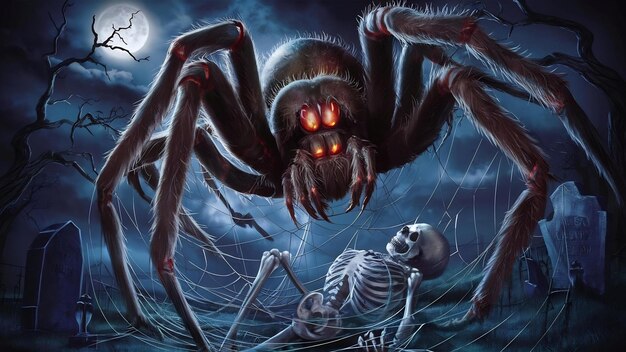 Composición de arañas aterradoras para Halloween