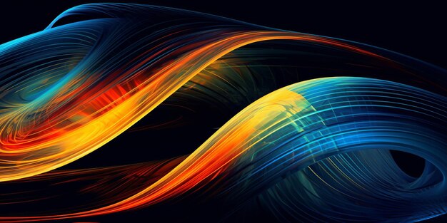 Composición de arte digital abstracta con líneas vibrantes y coloridas en diferentes tonos de azul Generativo Ai